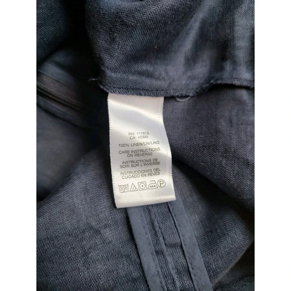 Michael Kors Linen Tunic Top Navy Blue & White Trim Nautical Indian Classic Sz M